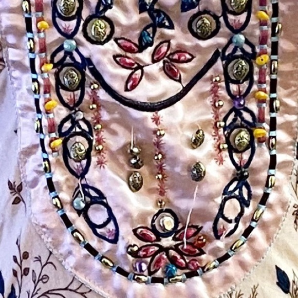 Y2K Vintage Charlotte Russe Beaded Floral Embroidered Tunic Top Fairycore Boho - Picture 5 of 5